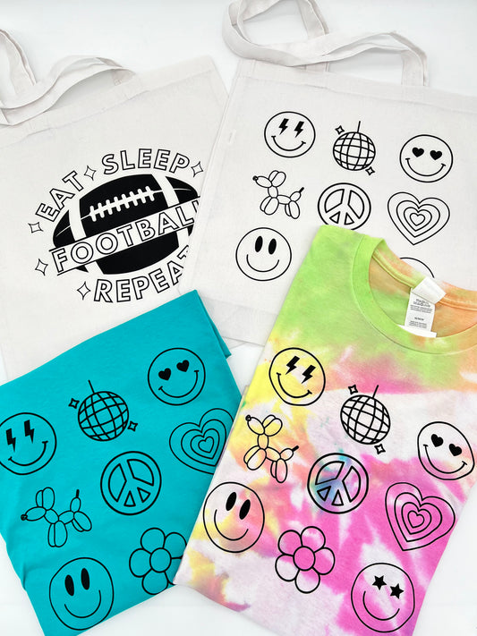 Color Your Own Tote Bag & Smiley Tee